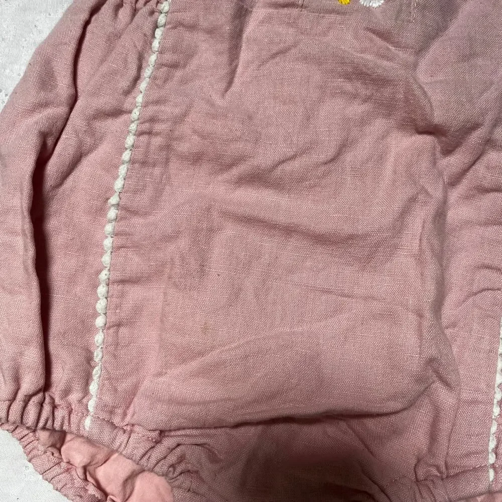 Baby Boden Embroidered Linen Blend Bubble Romper 18-24m